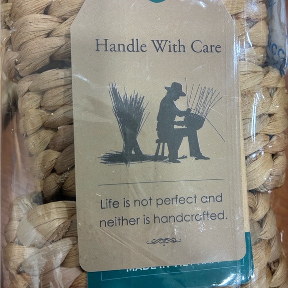 Set/ Woven Straw Trivets+ 6 Napkin Rings+4 Napkins NIB rings, NWOT Napkins - Picture 4 of 13